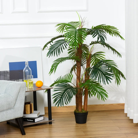 Rootz Artificial Palm Tree - Decorative Plant with 19 Leaves - Nursery Pot - Fake Plastic - Indoor - Outdoor - Greenery - Home - Office - 120 cm