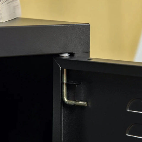 Rootz Bedside Table - Night Cabinet - Bedroom Side Table with Adjustable Shelf Door - Nightstand - Industrial Design - Metal - Black - 50 x 40 x 47.5 cm