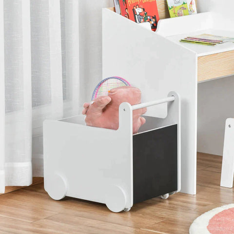 Rootz 2-in-1 Baby Walker Storage Box - Storage Box - Baby Walker Toy Box with Wheels - Handle Book Box - Storage Basket - Grey - 47 x 35 x 45.5 cm