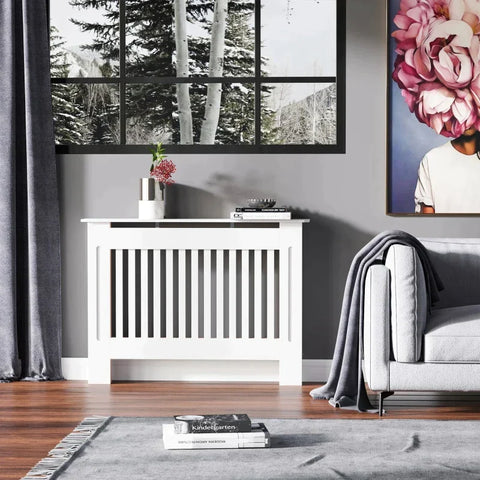 Rootz Radiator Cover - Heating Cover - White - 112L x 19W x 81H cm