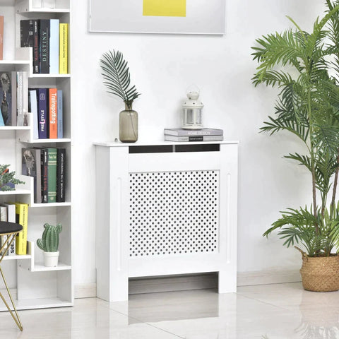 Rootz Radiator Cover - Heating Cover - Wood Radiator Cover - White - 78l X 19w X 82h cm