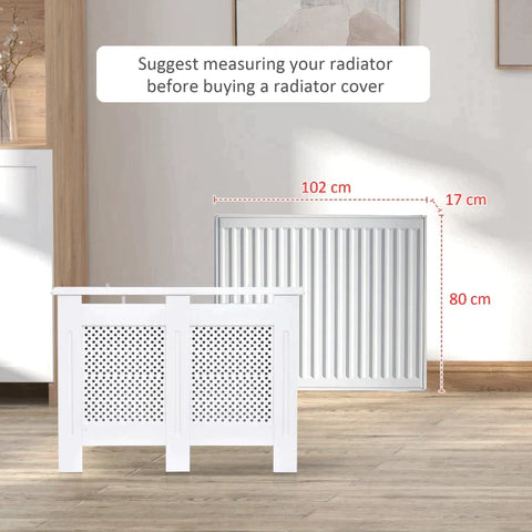 Rootz Radiator Cover - Heating Cover - Wood Radiator Cover - Home Furniture - White - W112 X D19 X H82cm