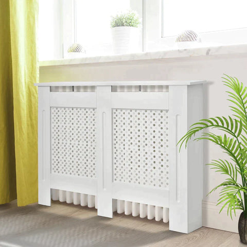Rootz Radiator Cover - Heating Cover - Wood Radiator Cover - Home Furniture - White - W112 X D19 X H82cm