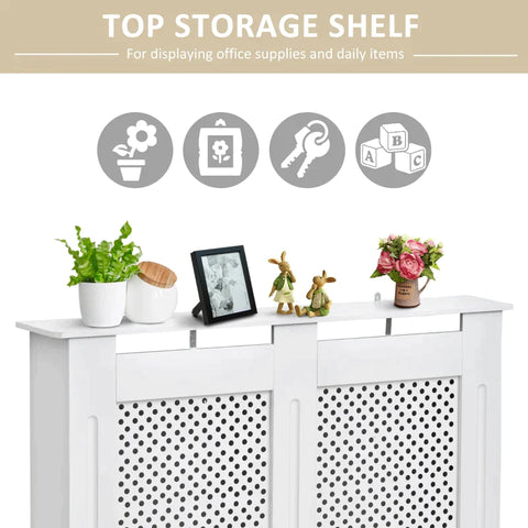 Rootz Radiator Cover - Heating Cover - Wood Radiator Cover - Home Furniture - White - W112 X D19 X H82cm