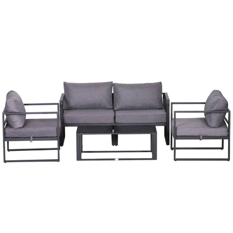 Rootz Garden Furniture Set - Double Sofa - Coffee Table - Cushions - Aluminum - Grey