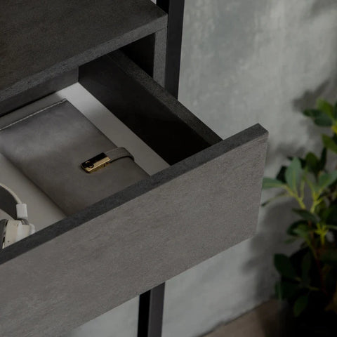 Rootz Schoenenrek - Voor 12 paar schoenen - Met 1 Lade - 3 Planken - Stalen Frame - Spaanplaat - Zwart - 80 x 30 x 95 cm