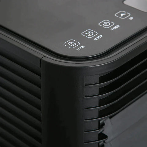Mobile Klimaanlage von Rootz – 4-in-1-Klimagerät mit Fernbedienung – 2 Geschwindigkeitsstufen – LED-Anzeige – ABS – Schwarz – 30,5 x 32,5 x 67,8 cm