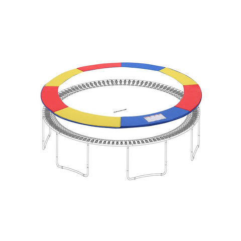 Rootz Randabdeckung – Trampolin-Randabdeckung – Trampolin-Sicherheitspolster – Trampolin-Polsterung – Trampolin-Rahmenabdeckung – Rot + Gelb + Blau – Ø 305 cm