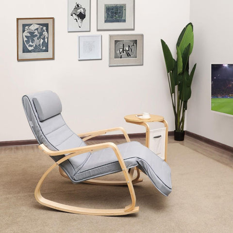 Rootz Relaxation Chair - Footrest - Good Load Capacity - High Seating Comfort - High-quality Wood - Ergonomically Shaped - Birch Wood-foam-imitation Linen - Light Gray - 67 x 91 x 115 cm
