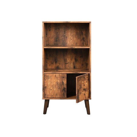 Rootz Bookcase - Bookcase With 2 Shelves - Cupboard Doors - Wooden Book Storage - Wall-mounted Book Rack - Multi-tiered Bookcase - Freestanding - Wood Look/brown - 60 x 30 x 120 cm (L x W x H)