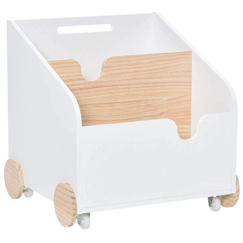 Rootz Children's Bookshelf - Children's Bookcase - Children Storage Shelf - Toy Shelf - Large Storage Space - White + Natural wood - 40 x 43 x 43 cm