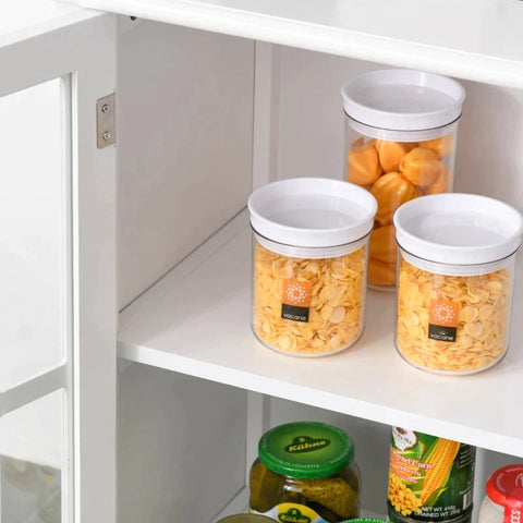 Rootz Cabinet - Kitchen Cabinet - 2 Layers Buffet - Display Cabinet - White - 80 x 36.5 x 76 cm