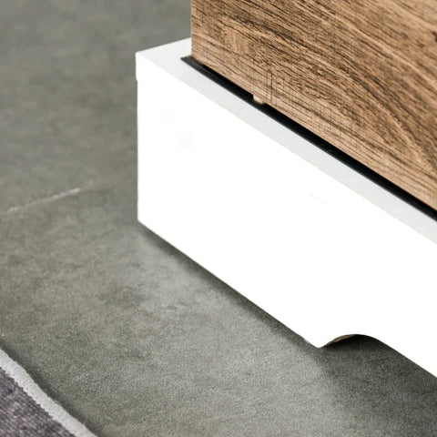 Rootz Kitchen Cabinet - Sideboard With 2 Drawers - Wine Rack - Sliding Door - Chest Of Drawers - Adjustable Shelves - Storage Cabinet - Rustic White - 80 x 39 x 86 cm