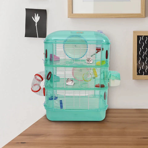 Rootz Animal Cage - Small Animal Cage - Balance Bike - Feeding Bowl - Drinking Bottle - Green - 40.5 X 28 X 55 Cm