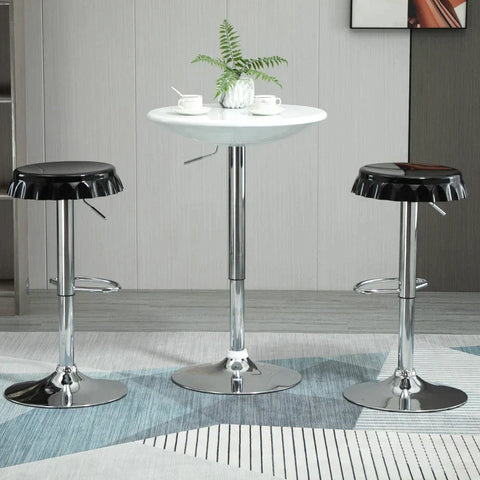 Rootz Set Of 2 Bar Stools - Stools - Adjustable Height - Armless 360° Swivel ABS - Plastic - Steel - Black - 36 cm x 36 cm x 81 cm