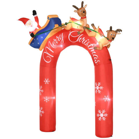 Rootz Weihnachtsdekoration – Torbogendekoration – Weihnachtsmann – aufblasbar, groß, inkl. Gebläse – Bungee-Seile – Sandsack – 250 x 60 x 270 cm
