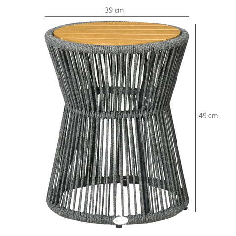 Rootz Garden Table - Boho Style Garden Table - Weather Resistant - PE Rattan - Black + Natural - 39cm x 39cm x 49cm