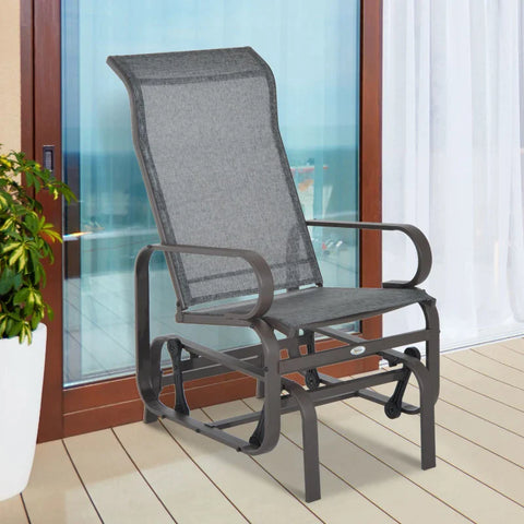 Rootz Rocking Chair - Outdoor Rocking Chair - Outdoor Gliding Rocking Chair - Garden Rocking - Relaxing Chair - Swing Garden Chair - Grey - 60 x 75 x 104 cm