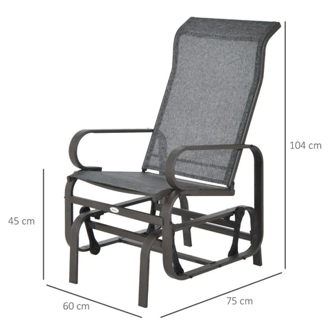 Rootz Rocking Chair - Outdoor Rocking Chair - Outdoor Gliding Rocking Chair - Garden Rocking - Relaxing Chair - Swing Garden Chair - Grey - 60 x 75 x 104 cm