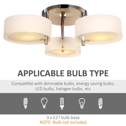 Rootz Deckenleuchte - Deckenleuchte Kronleuchter - 3 Lichter - Design-Hängelampe - Acryllampe - Hellweiß - Ø64xh20cm