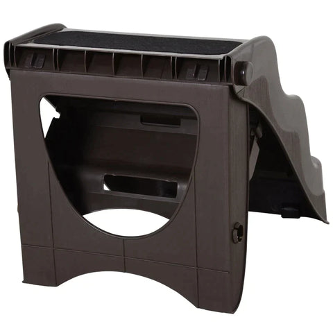 Rootz Dog Stairs - Cat Stairs - Pet Stairs - 3 Steps Foldable - 3 Steps Ramp - Dark Brown - 39x49x39cm