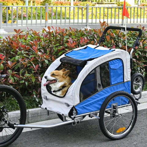 Rootz Dog Trailer - Jogger Function - Bicycle Trailer - Animal - Steel Blue/Grey