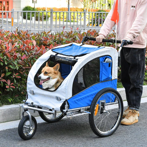 Rootz Dog Trailer - Jogger Function - Bicycle Trailer - Animal - Steel Blue/Grey