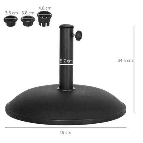 Rootz Living Parasol Stand Parasol Base 25kg Steel + Cement Black ∅49 x 37 cm