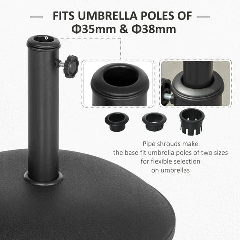 Rootz Living Parasol Stand Parasol Base 25kg Steel + Cement Black ∅49 x 37 cm
