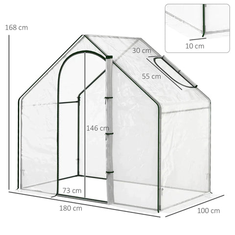 Rootz Foil Greenhouse - Tomato Greenhouse - Greenhouse Cold Frame - PVC Greenhouse - White Steel - 180 X 100 X 168cm