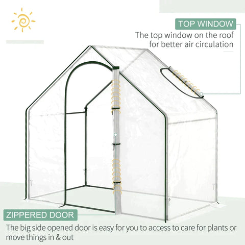 Rootz Foil Greenhouse - Tomato Greenhouse - Greenhouse Cold Frame - PVC Greenhouse - White Steel - 180 X 100 X 168cm