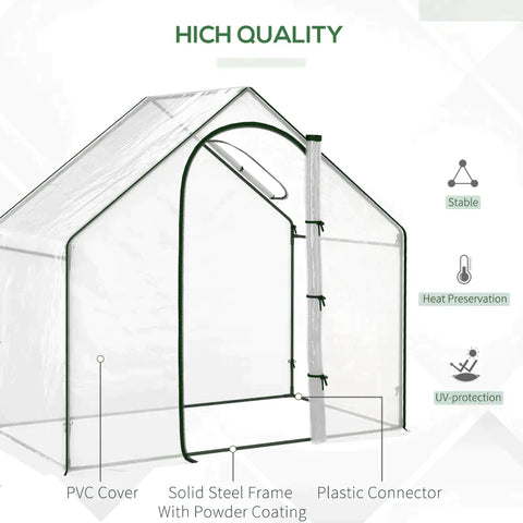 Rootz Foil Greenhouse - Tomato Greenhouse - Greenhouse Cold Frame - PVC Greenhouse - White Steel - 180 X 100 X 168cm