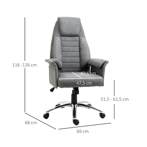Rootz Drehstuhl – Chefsessel – Bürostuhl – Schreibtischstuhl – höhenverstellbar – Stoff + Metall – Grau – 68 x 69 x 116–126 cm