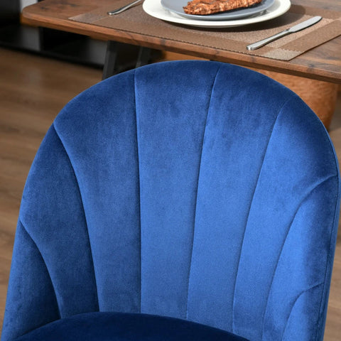 Rootz Chair - Set Of 2 Dining Chairs - Retro Design - Dining Room - Kitchen - Living Room - Blue/gold - 52 cm x 52 cm x 81 cm