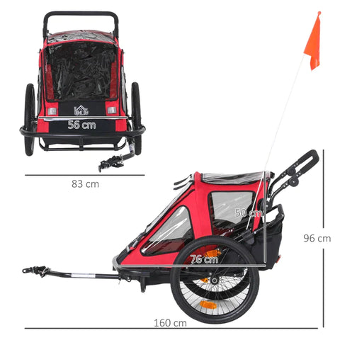 Rootz Bike Trailer - Children's Trailer - Child Bike Trailer - Foldable Bike Trailer - Child Transport Carrier - 160 x 83 x 96 cm