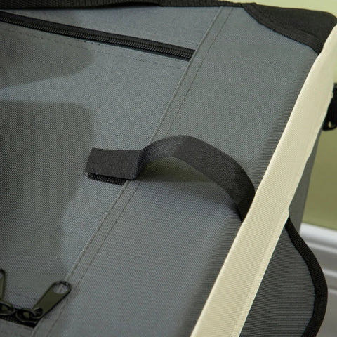 Rootz Transport Bag - Transport Box For Cats And Small Dogs - Foldable - 3 Doors - Gray + Black - 70 x 51 x 50 cm