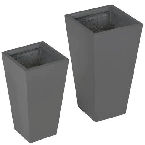 Rootz Set van 2 Plantenpotten - Buiten en Binnen - Weerbestendig - Stapelbaar - Grijs - 30 cm x 30 cm x 55 cm