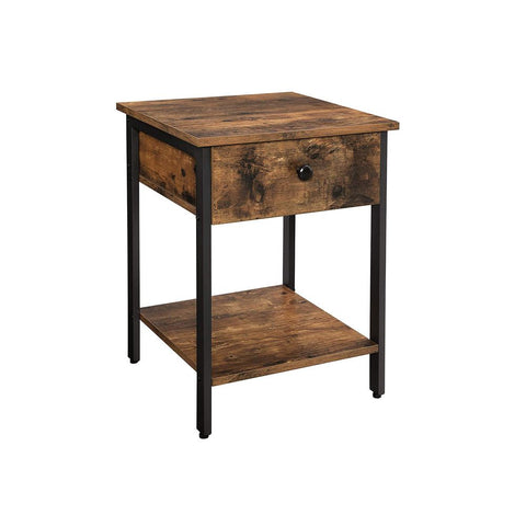 Rootz Side Table - Side Table With Industrial Look - Bedside Table - Accent Table - End Table - Living Room Side Table - Bedroom Side Table - Wooden Side Table - Rustic Side Table - Chipboard - Dark Brown - 40 x 40 x 55 cm (L x W x H)
