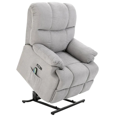 Rootz Armchair - Tv Armchair - Massage Chair With Stand-up Aid - Relaxation Chair With Heating Function - Adjustable Angle - USB Remote Control - Grey - 83 x 95 x 105 cm