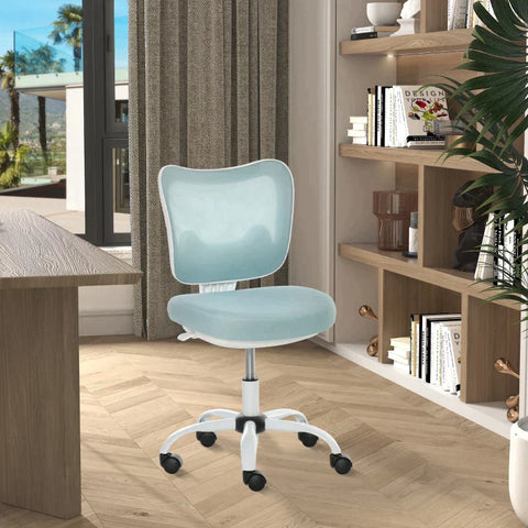Rootz Office Chair - Swivel Chair Without Armrests - Height Adjustable Foam - ABS Metal - White/Light Blue - 46 x 51 x 78-87.5 cm