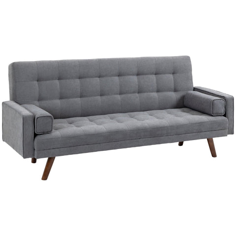 Rootz Sofa Bed - Three-seater Sofa - Sofa - With Sleeping Function - Polyester/Wood - Grey - 208 x 81 x 92 cm