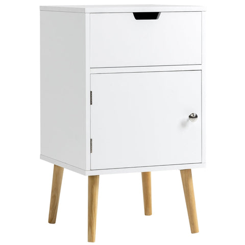 Rootz Bedside Table - Side Table - Sofa Table - With Drawer And Cupboard Compartment - MDF - Natural/White - 40 x 40 x 71 cm
