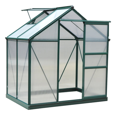Rootz Greenhouse - Walk-in Mini Greenhouse - Met Dakraam - Aluminium/PC Board - Donkergroen - 1.9x1.3x2 m