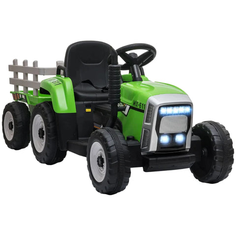 Rootz Electric Children's Car - Children's Tractor - Parent Remote Control - Max. Speed Of 6 Km/h - Plastic - Green + Black - 136.5L x 50W x 52.5H cm