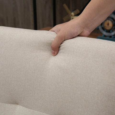 Rootz Set of 2 Dining Chairs - Dining Chairs with Padded Seat - Polyester Fabric - Foam - Rubber Wood - Beige - 50cm x 62cm x 96cm