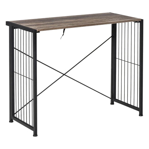 Rootz Desk - Computer Table - Office Table - Laptop Table - Folding Metal Frame Writing Desk - Industrial Design - Rustic Brown/Black - 90 x 45 x 74 cm