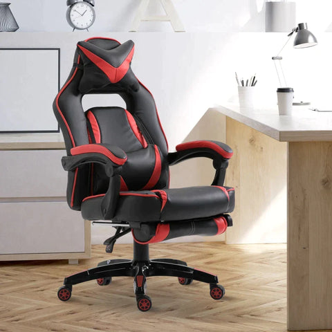 Rootz Gaming Chair - Bureaustoel - Draaistoel - Directiestoel - Rood/Zwart - 65x64x114-123,5 cm
