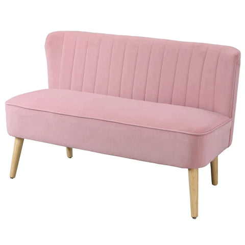 Rootz Sofa - 2-Seater Fabric Sofa - Sofa Seating - Lounge Sofa - Pink - 117 X 56.5 X 77 Cm