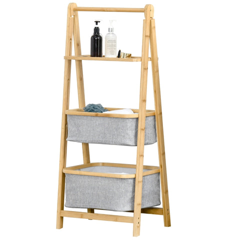 Rootz Shelf - Storage Shelf - 3-Tier Stand Shelf - Bamboo Storage Ladder - Natural
