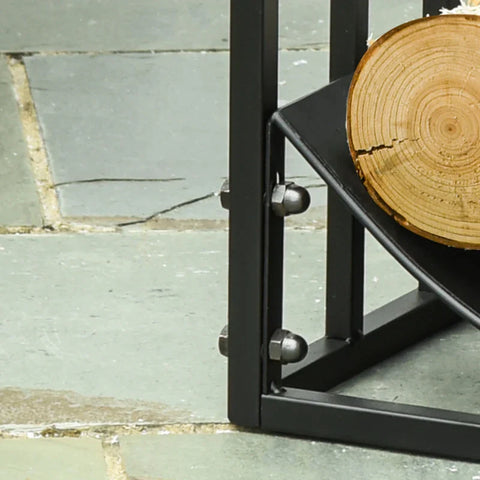 Rootz Firewood Rack - Firewood Stand - Heavy Duty Firewood Rack - Fireplace - Tool - Metal - Black - 60.5 x 36 x 46.5 cm